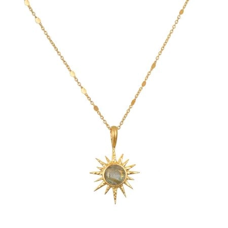 Labradorite gemstone necklace, Brass with 22k gold plated, Handmade Brass jewelry